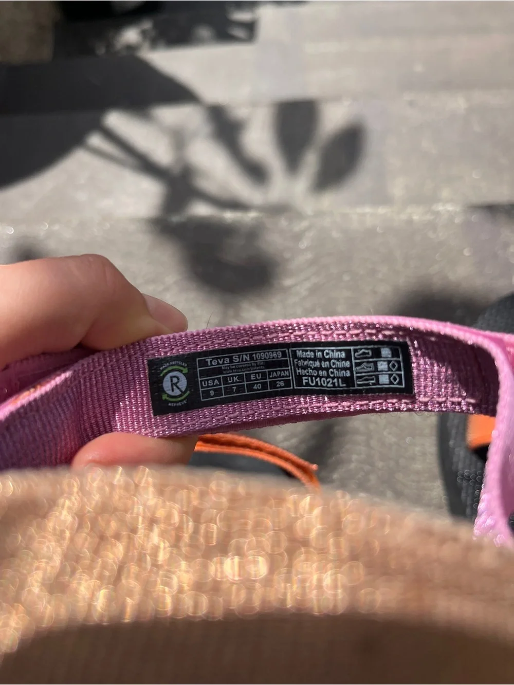 Teva Multicolor Sparkly Strap PlatformSandals in Pink, Orange and Tan